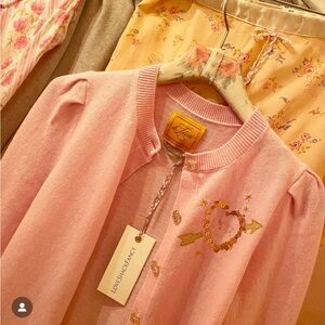 NWT Loveshackfancy x Le Lion puff sleeve laurs cardigan sweater